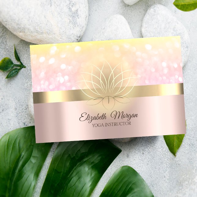 Elegant Bokeh Gold Lotus Rose Gold Business Card (Creator Uploaded)