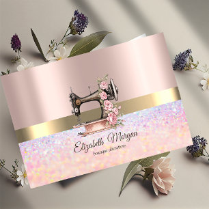 Elegant Bokeh Gold Stripe,Sewing Machine Business Card