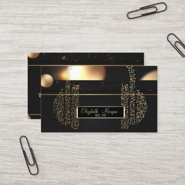 Elegant Bokeh,Music Notes Headphone  Business Card (Front/Back In Situ)
