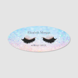 Elegant  Bokeh Ombre Faux Lashes Name Tag