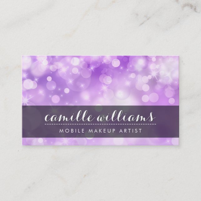 ELEGANT BOKEH PATTERN whimsical stylish purple Business Card (Front)
