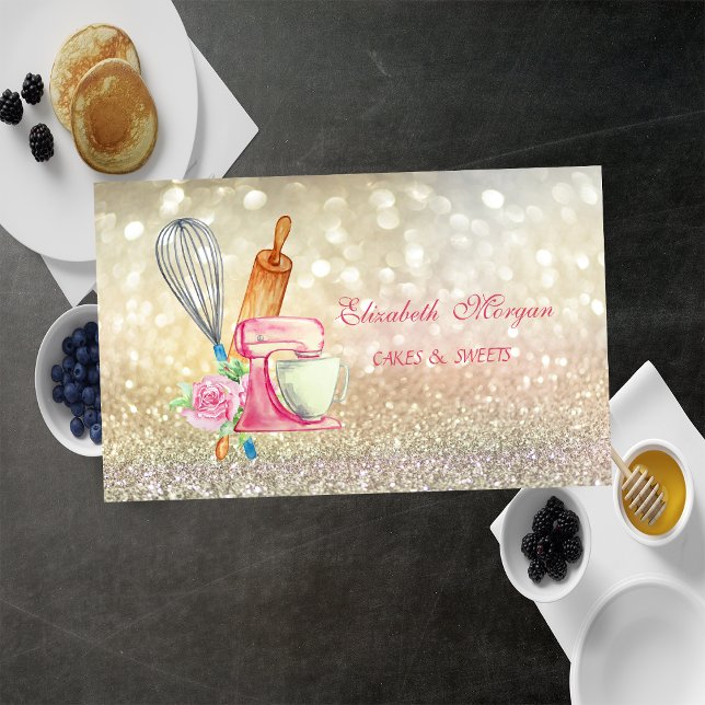 Elegant Bokeh Rolling Pin Whisk,Mixer Business Card (Creator Uploaded)
