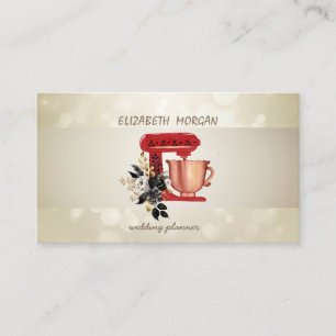 Elegant Bokeh, Stripe,Floral Red Mixer Business Card