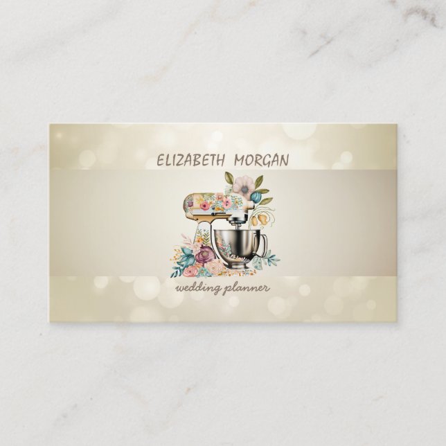 Elegant Bokeh, Stripe,Floral Retro Mixer  Business Card (Front)