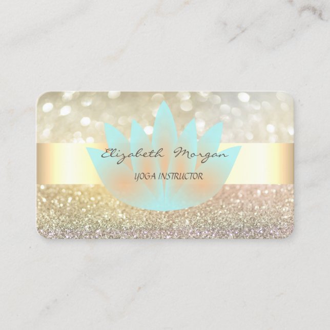 Elegant Bokeh Stripe,Lotus Business Card (Front)