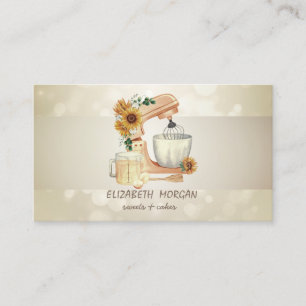 Elegant Bokeh, Stripe,Mixer Sunflowers Business Card