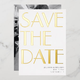 Elegant Bold Art Deco Photo Save The Date Gold 