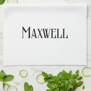 Elegant Bold Black Personalised Family Name Tea Towel