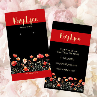 Elegant, Bold Bright Floral Earring Display Holder Business Card