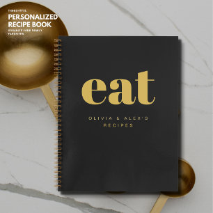 Elegant Bold Classic Black and Gold Blank Recipe Notebook