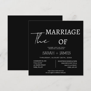 Elegant Bold Classic Black & White Wedding Square Invitation