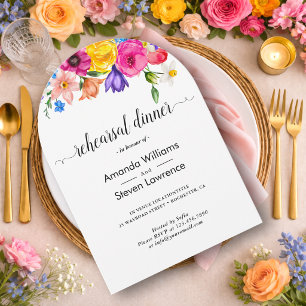 Elegant Bold Colourful Floral rehearsal dinner Invitation