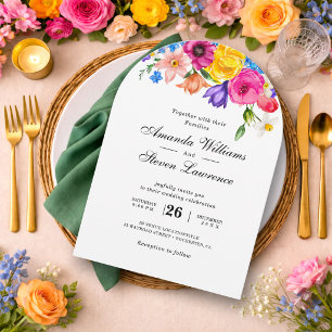 Elegant Bold Colourful Watercolor Floral Invitation