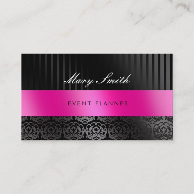 Elegant Bold Damask Business Card 2 Sided (Front)