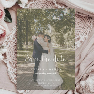 Elegant Bold Elegant Script Wedding Photo Save The Date