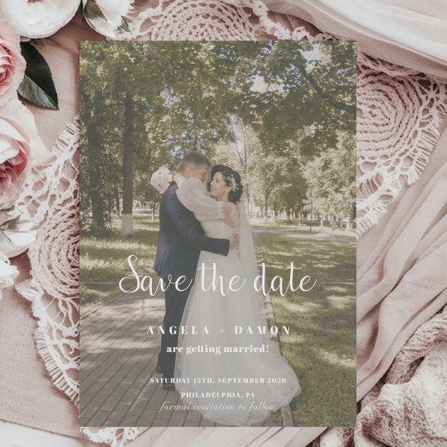 Elegant Bold Elegant Script Wedding Photo Save The Date (Creator Uploaded)