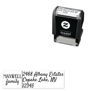 Elegant Bold Family Name Address Black Multi Colou Self-inking Stamp
