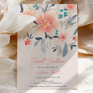 Elegant bold floral fall boho earth sweet 16 invitation