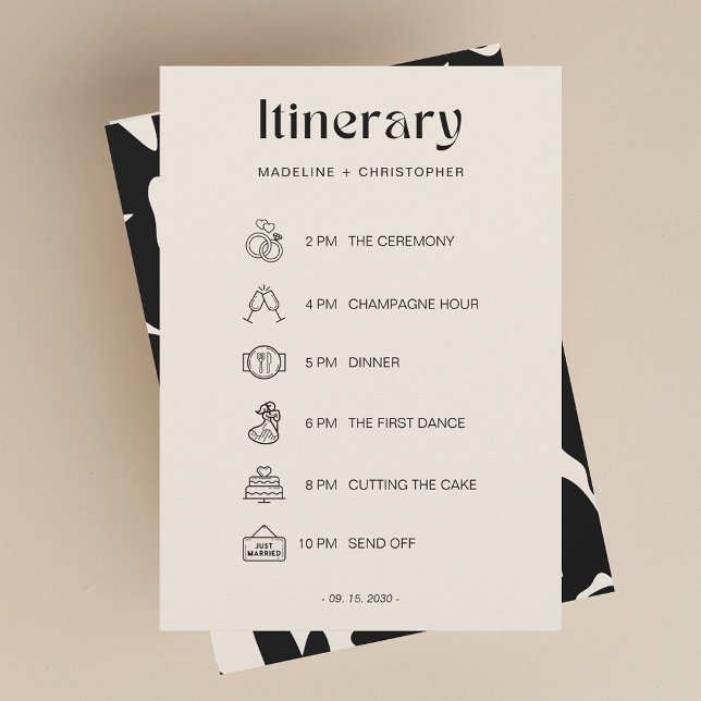 Elegant Bold Floral Wedding Itinerary Timeline (Creator Uploaded)