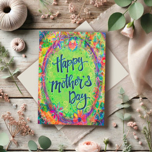 Elegant Bold Happy Mother’s Day Floral Pretty Boho Card