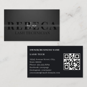 Elegant Bold Lash Tech QR Code  Business Card