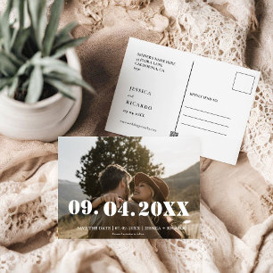 Elegant  Bold Letter Photo Wedding Save the date Postcard