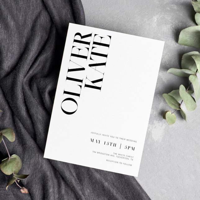 Elegant Bold Modern Typography Wedding Invitation (Creator Uploaded)
