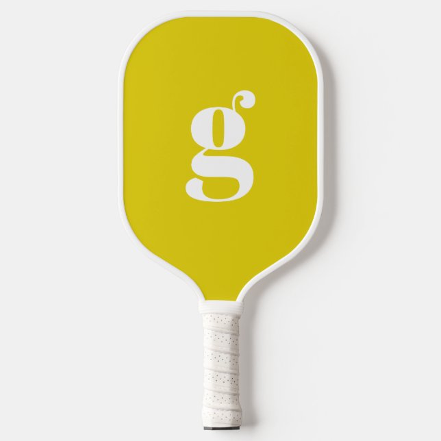 Elegant Bold Monogrammed Initial Citrine Yellow Pickleball Paddle (Front)