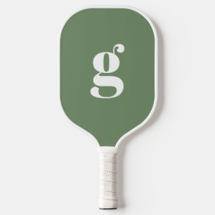 Elegant Bold Monogrammed Initial Sage Green Pickleball Paddle