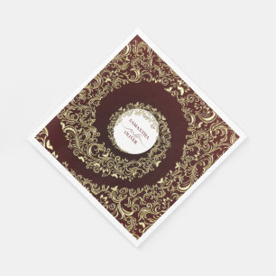 Elegant Bold Red Damask Wedding Napkin