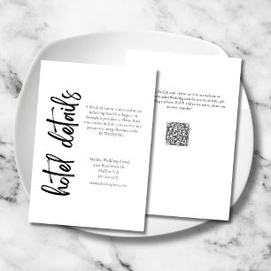 Elegant Bold Script Black White Wedding Hotel Enclosure Card