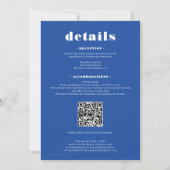 Elegant Bold simple white blue photo wedding Invitation (Back)