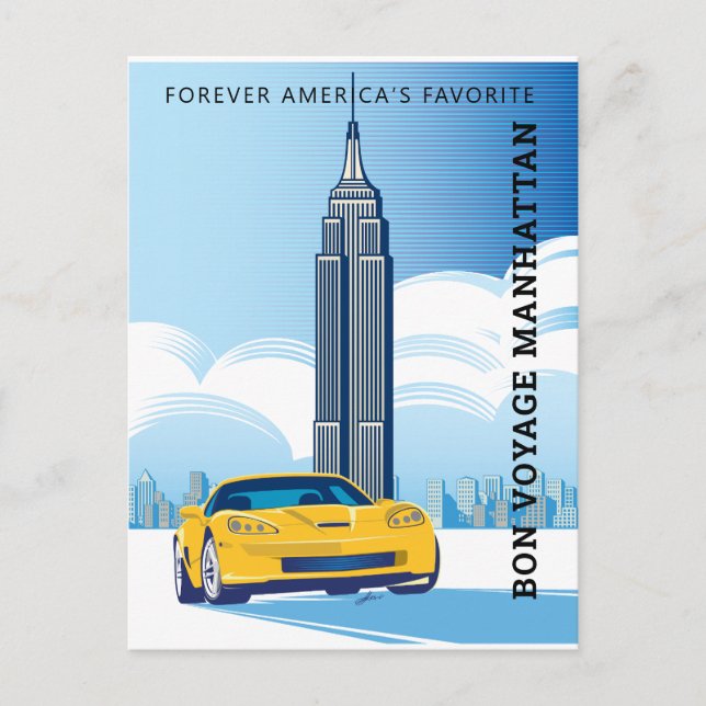 Elegant BON VOYAGE MANHATTAN Design Postcard (Front)