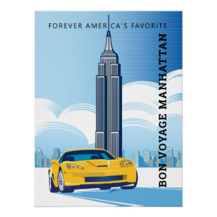 Elegant BON VOYAGE MANHATTAN Design Poster