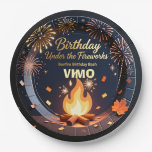 Elegant Bonfire Night Birthday Party Paper Plates 