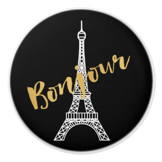 Elegant Bonjour Eiffel Tower Ceramic Knob