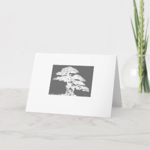 elegant Bonsai tree art grey and white  Card