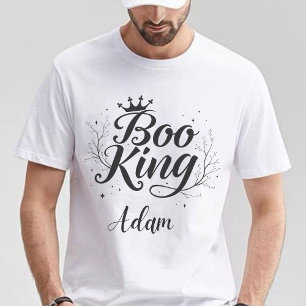 Elegant "Boo King" Name Halloween Black and White Sweatshirt