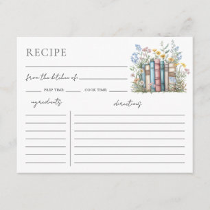 Elegant Book Bridal Shower Recipe Card