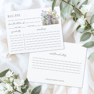 Elegant Book Bridal Shower Recipe Card