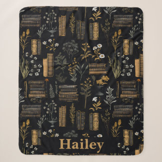 Elegant Book Design - Dark Academia - Vintage Book Sherpa Blanket