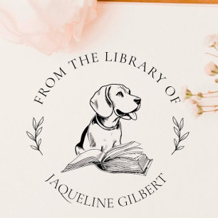 Elegant Book From the Library Of Hand-drawn Dog Self-inking Stamp