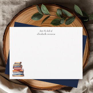 Elegant Book Lover's From The Desk Of Personalised Card