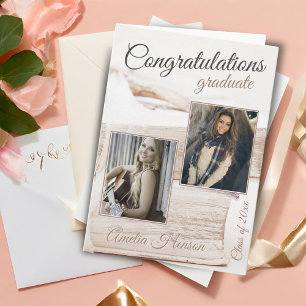 Elegant Books Graduate Photo Collage Graduation Card
