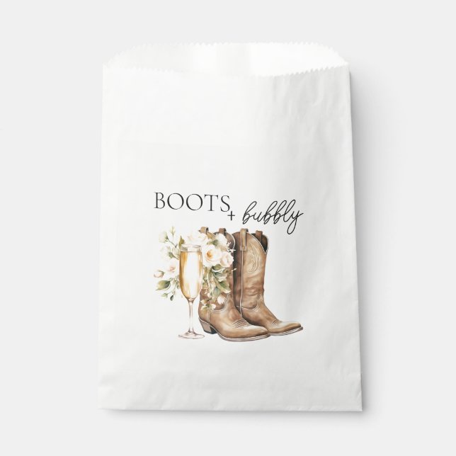 Elegant Boots and Bubbly Bridal Shower  Favour Bags (Front)