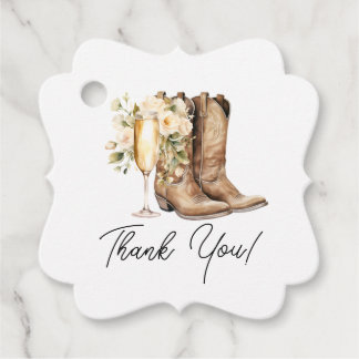 Elegant Boots and Bubbly Bridal Shower Favour Tags
