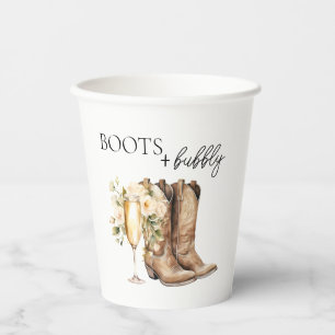Elegant Boots and Bubbly Bridal Shower Paper Cups
