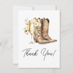 Elegant Boots and Bubbly Bridal Shower Thank You Card