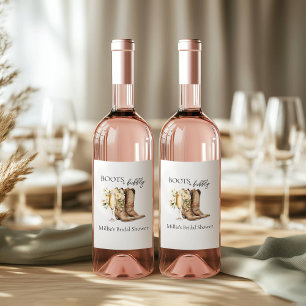Elegant Boots and Bubbly Bridal Shower  Wine Label