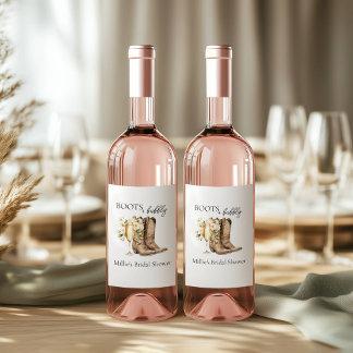 Elegant Boots and Bubbly Bridal Shower  Wine Label